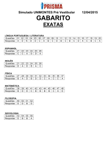 Gabarito do simulado Unimontes 1/2015