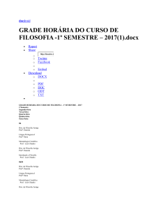 Grade horária do curso de filosofia