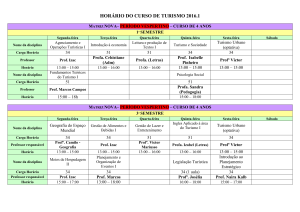 HORÁRIO DO CURSO DE TURISMO 2016.1 Matriz NOVA