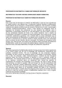 professor de matemática: saber em formação movente - MTM