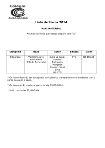 Lista de Livros 2014 MINI MATERNAL Assinale os livros que deseja