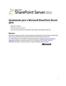 Atualização in-loco para o SharePoint Server 2010