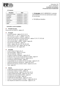 Informativo 110 Jacareí, 05/06/2014 Conteúdos de Avaliações 5º
