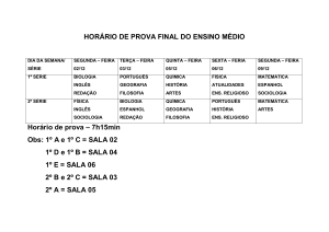 HORÁRIO DE PROVA FINAL DO ENSINO MÉDIO