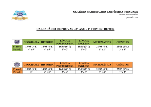 calendário de provas 6º ano 1º trimestre/2014