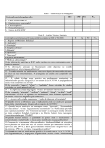 Questionário para avaliação das propagandas com base