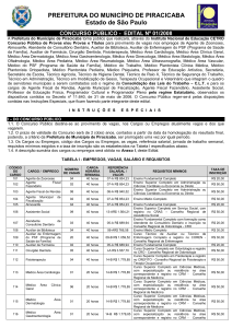 do concurso público - Prefeitura de Piracicaba