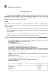 A GOVERNO DO ESTADO DA BAHIA EDITAL DE CONVOCAÇÃO