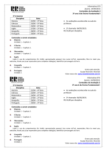 Informativo 073 Jacareí, 14/04/2015 Conteúdos da Avaliação 2 2º