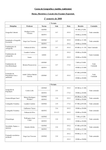 Avaliação dos Exames Especiais - 2 / semestre