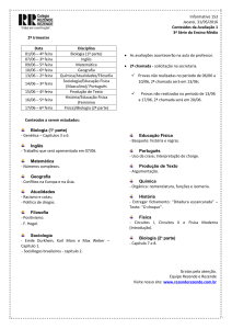 Informativo 153 Jacareí, 31/05/2016 Conteúdos da Avaliação 1 3ª