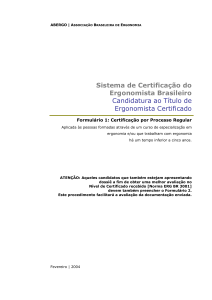 Candidatura ao Título de Ergonomista Certificado - SISCEB
