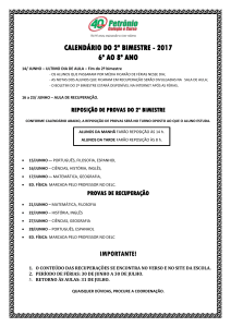 CALENDÁRIO DO 2º BIMESTRE - 2017 6º AO 8º ANO 14/ JUNHO