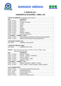 2º BIMESTRE 2012 CALENDÁRIO DE AVALIAÇÕES – TURMA