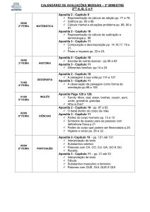 CALENDÁRIO DE AVALIAÇÕES MENSAIS – 3º BIMESTRE 2OS A