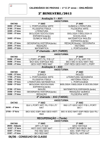 CALENDÁRIO DE PROVAS – 1º E 2º anos – ENS.MÉDIO 2º