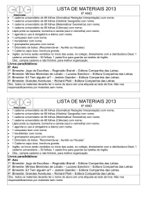 lista de materiais 2013