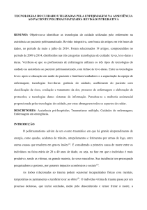 TECNOLOGIAS DO CUIDADO UTILIZADAS PELA ENFERMAGEM