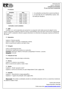 Informativo 051 Jacareí, 14/03/2014 Conteúdos de Avaliações 5º