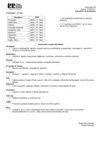 Informativo 69 Jacareí, 07/06/2011 Calendário de Avaliações 2º