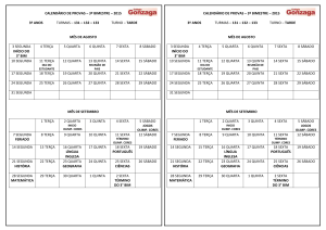 CALENDÁRIO DE PROVAS – 3º BIMESTRE – 2015 3º ANOS