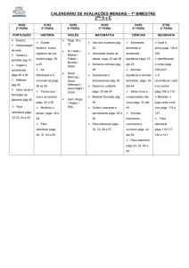 CALENDÁRIO DE AVALIAÇÕES MENSAIS – 1º BIMESTRE 2OS D