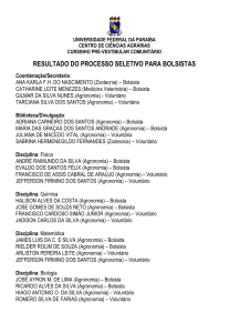 Bolsistas Selecionados 2012-1 - CCA/UFPB-Campus II-Areia-PB