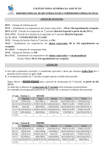 COLÉGIO NOSSA SENHORA DA ASSUNÇÃO HORÁRIO