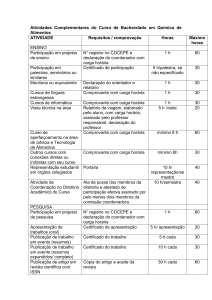 Atividades Complementares do Curso de Bacharelado em Química