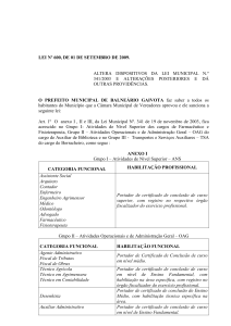 Lei Nº 600/2009 Clique para abrir - Câmara Municipal de Balneário