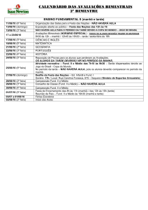 calendário das avaliações bimestrais
