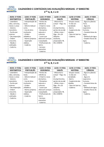 CALENDÁRIO E CONTEÚDOS DAS AVALIAÇÕES MENSAIS