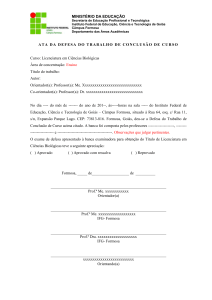 ATA DA DEFESA DO TRABALHO DE CONCLUSÃO DE CURSO