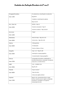 Conteúdos das Avaliações Bimestrais do 6º ano A Português