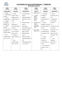 CALENDÁRIO DE AVALIAÇÕES MENSAIS – 1º BIMESTRE 2OS A