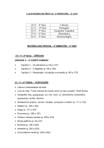 CALENDÁRIO DE PROVAS - 4º BIMESTRE – 4º ANO 14/11 – 4ª