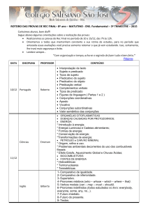 ROTEIRO DAS PROVAS DE REC FINAL– 8º ano – MATUTINO