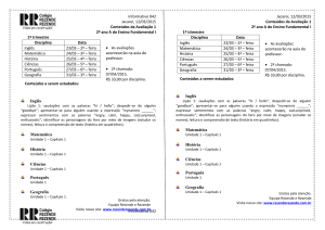 Informativo 042 Jacareí, 12/03/2015 Conteúdos da Avaliação 1 2º
