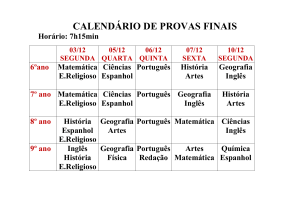 Horário das Provas Finais do Ensino Fundamental 2