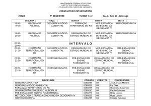 HORÁRIO 5º Sem. Licenciatura 2012-1 T1 e T2