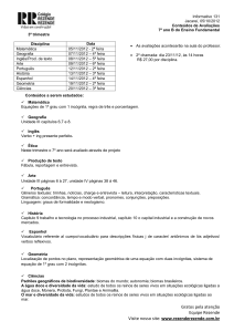 Informativo 131 Jacareí, 05/10/2012 Conteúdos de Avaliações 7º