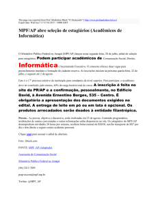 MPF/AP abre seleção de estagiários (Acadêmicos de Informática
