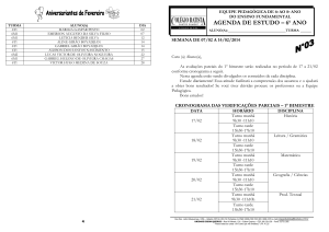 cronograma das verificações parciais – 1° bimestre