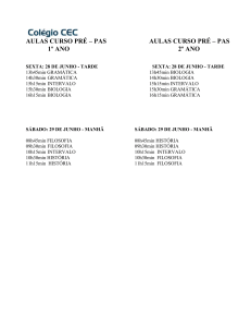 AULAS CURSO PRÉ – PAS AULAS CURSO PRÉ – PAS 1º ANO 2º