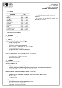 Informativo 091 Jacareí, 02/06/2014 Conteúdos de Avaliações 7º