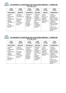 CALENDÁRIO E CONTEÚDOS DAS AVALIAÇÕES MENSAIS – 3º