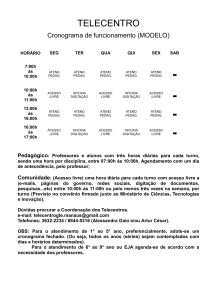 TELECENTRO Cronograma de funcionamento (MODELO