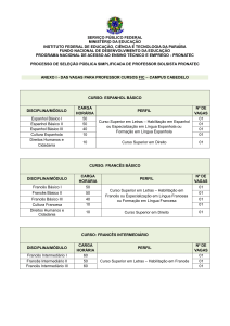 ANEXO I - DAS VAGAS PARA PROFESSOR - Externo