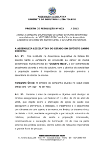 projeto de lei nº - Assembleia Legislativa do Estado do Espírito Santo