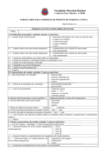 Formulário para submissão de Projeto de Pesquisa Clínica